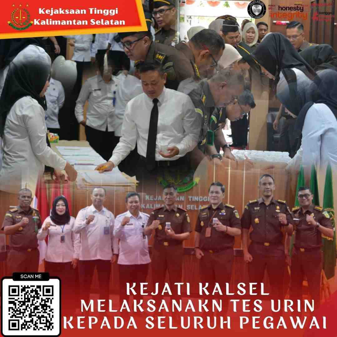 Dukung RAN-P4GN 2024, Kejati Kalsel Gelar Tes Urine Kepada Pegawainya