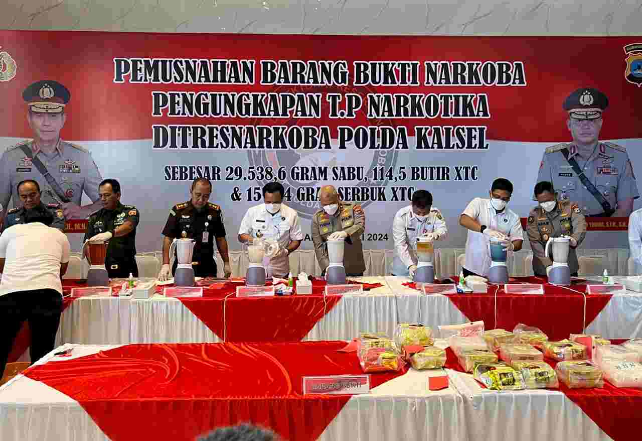 Polda Kalsel Musnahkan 29,5 Kg Shabu; Selamatkan 148 Ribu Jiwa Bahaya Narkotika